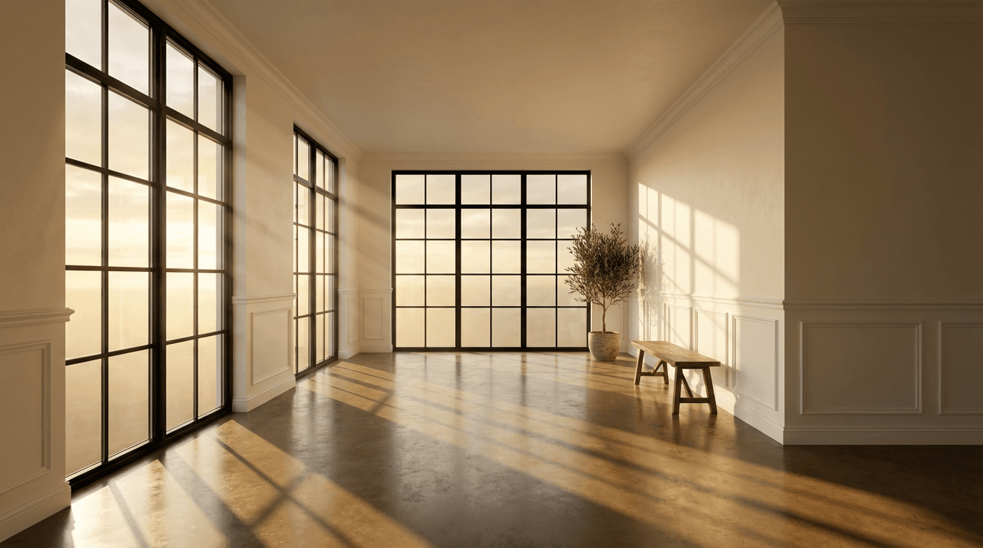 Painter applying precision brushwork to wall